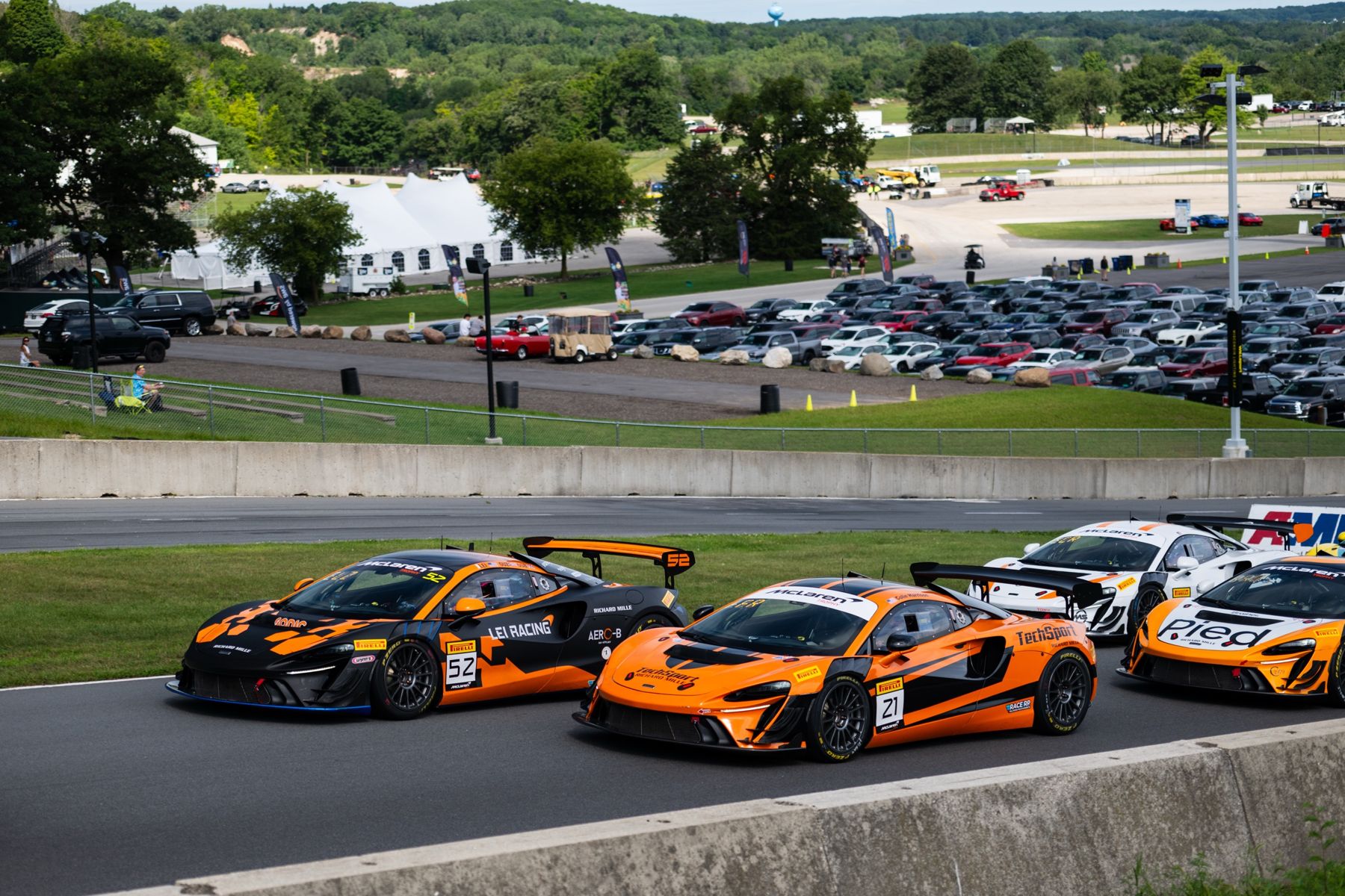 The #52 AERO-B McLaren Artura Trophy EVO on track at Road America